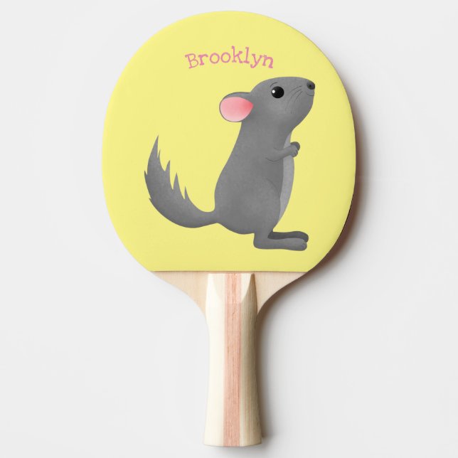 Pala De Ping Pong Ilustracion personalizado chinchilla gris suave (Anverso)
