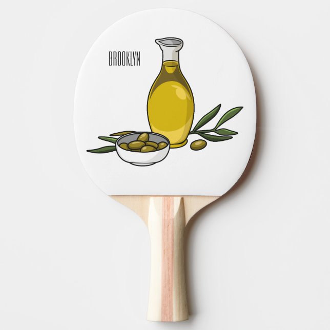 Pala De Ping Pong Ilustracion personalizado de aceite de oliva (Anverso)