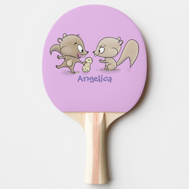 Pala De Ping Pong Ilustracion personalizado de ardillas graciosas (Anverso)