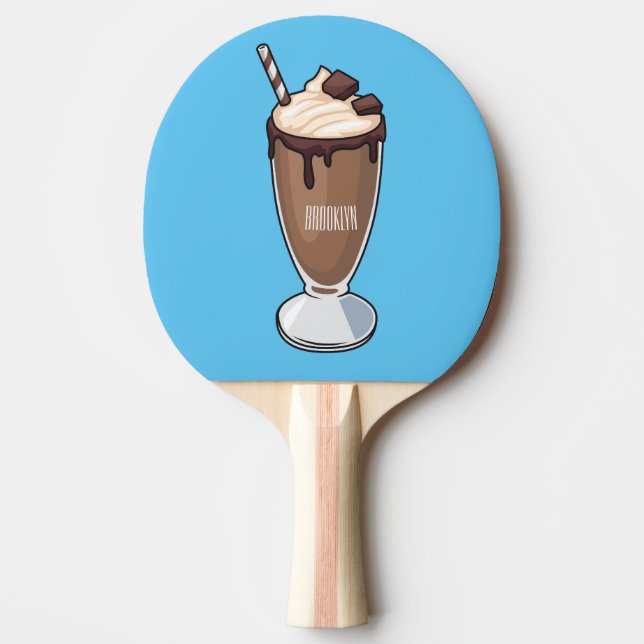 Pala De Ping Pong Ilustracion personalizado de batido de chocolate (Anverso)
