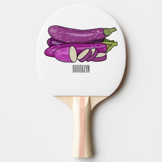 Pala De Ping Pong Ilustracion personalizado de berenjenas (Anverso)
