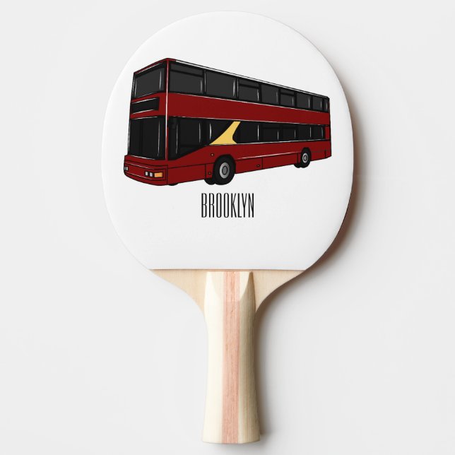 Pala De Ping Pong Ilustracion personalizado de bus de dos pisos (Anverso)