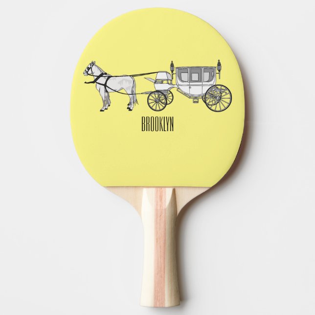 Pala De Ping Pong ilustracion personalizado de caballos y carruajes  (Anverso)