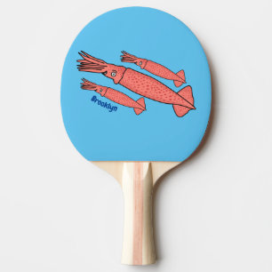 Pala De Ping Pong Ilustracion personalizado de calamar rosa feliz
