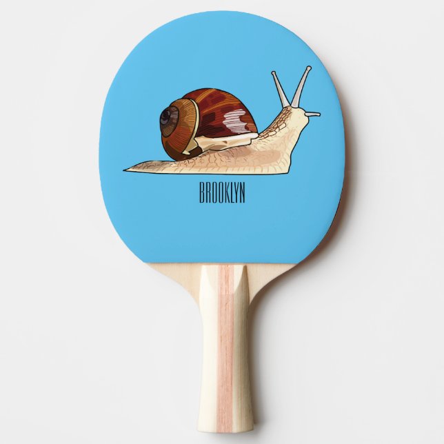 Pala De Ping Pong Ilustracion personalizado de caracoles (Anverso)