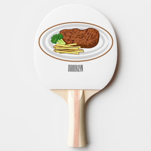Pala De Ping Pong Ilustracion personalizado de carne (Anverso)