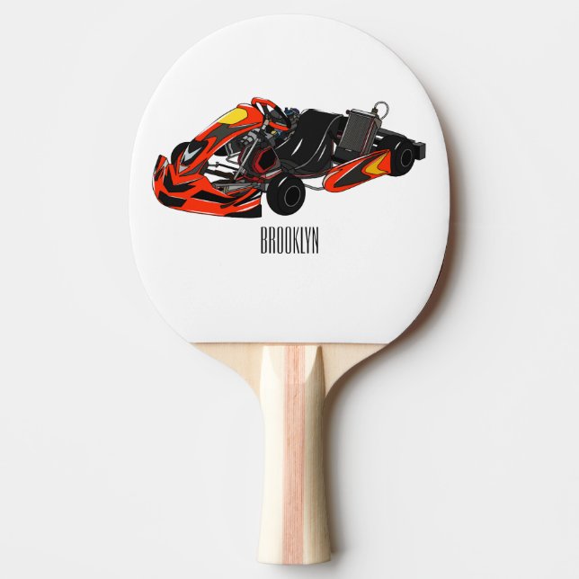 Pala De Ping Pong Ilustracion personalizado de carreras de Kart (Anverso)