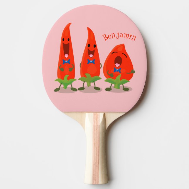 Pala De Ping Pong Ilustracion personalizado de chiles cantantes (Anverso)