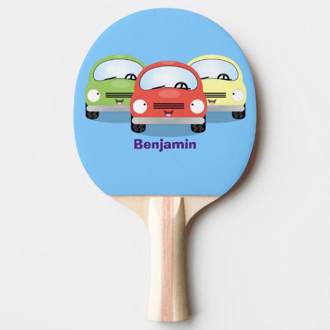 Pala De Ping Pong Ilustracion personalizado de coches Cute kawaii (Anverso)