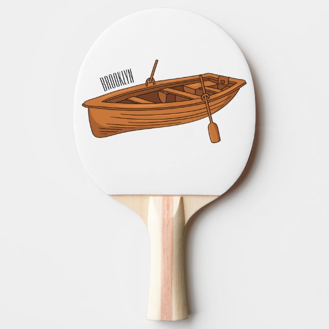 Pala De Ping Pong Ilustracion personalizado de lancha dorada (Anverso)