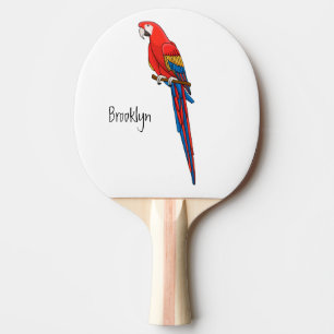 Pala De Ping Pong Ilustracion personalizado de loro de macao escarla