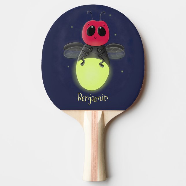 Pala De Ping Pong Ilustracion personalizado de luciérnaga de bichos  (Anverso)