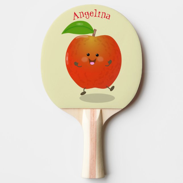 Pala De Ping Pong Ilustracion personalizado de manzana bailando a la (Anverso)