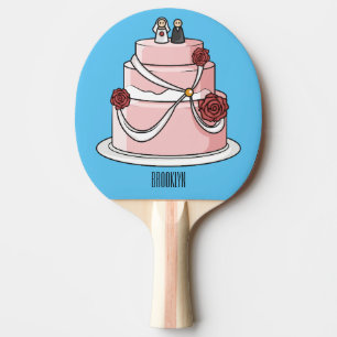 Pala De Ping Pong ilustracion personalizado de pastel boda