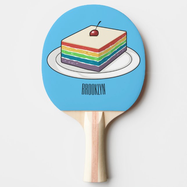 Pala De Ping Pong Ilustracion personalizado de pastel de arcoiris (Anverso)