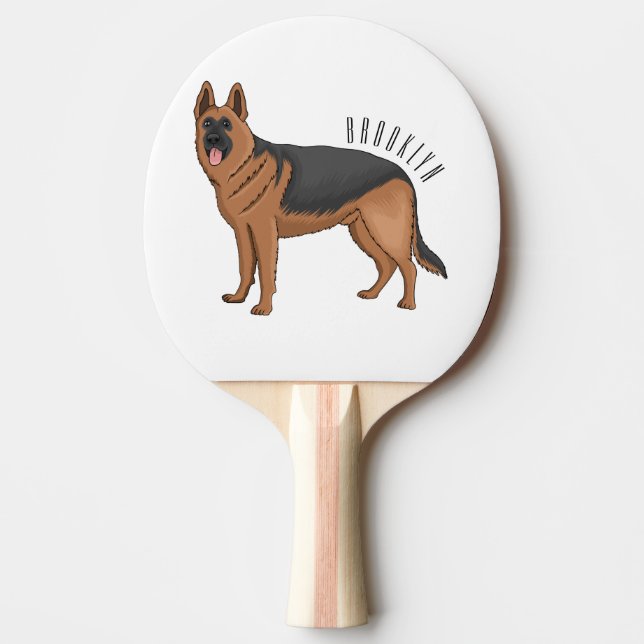 Pala De Ping Pong Ilustracion personalizado de perro pastor alemán (Anverso)