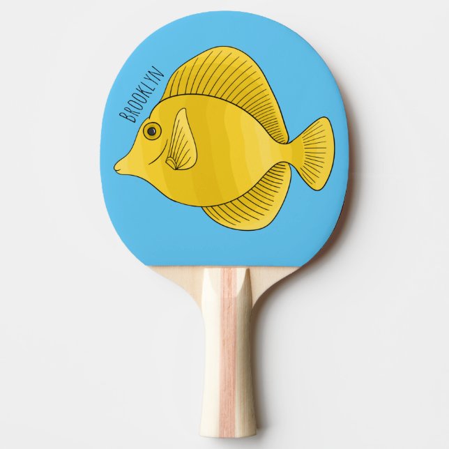 Pala De Ping Pong Ilustracion personalizado de pescado tango amarill (Anverso)