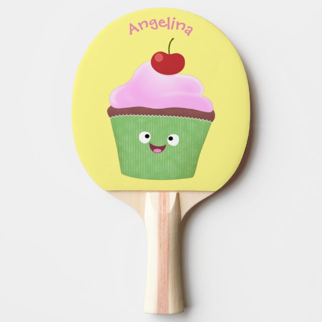 Pala De Ping Pong Ilustracion personalizado de quequitos alegres (Anverso)