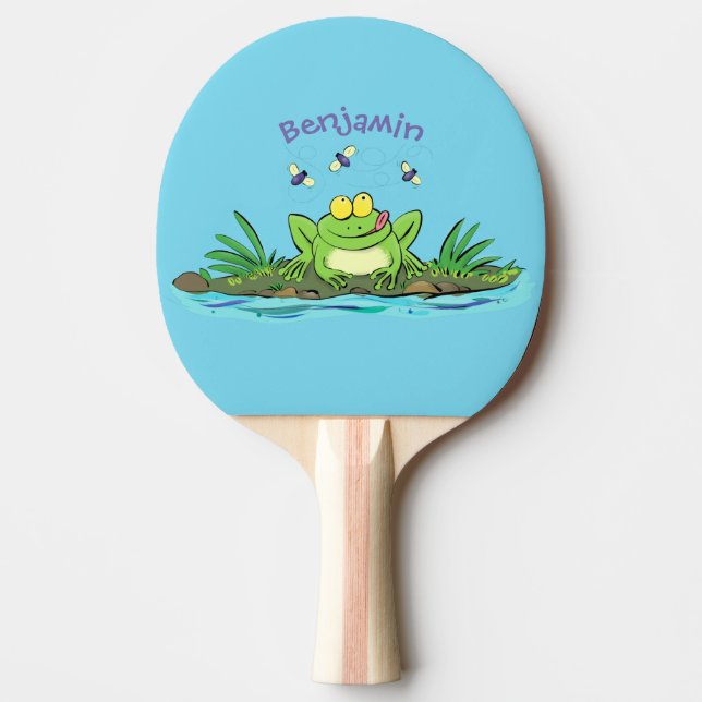 Pala De Ping Pong Ilustracion personalizado de rana verde dulce (Anverso)