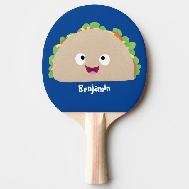 Pala De Ping Pong Ilustracion personalizado de taco alegre sonriente (Anverso)