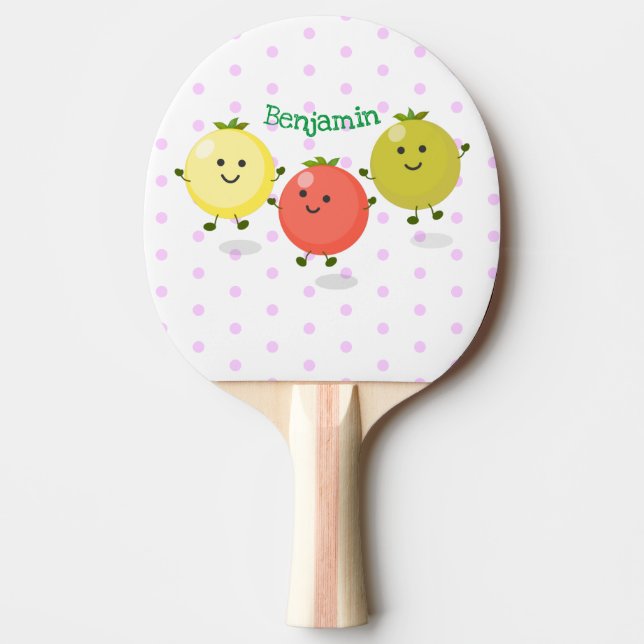 Pala De Ping Pong Ilustracion personalizado de tomates de cerezo (Anverso)