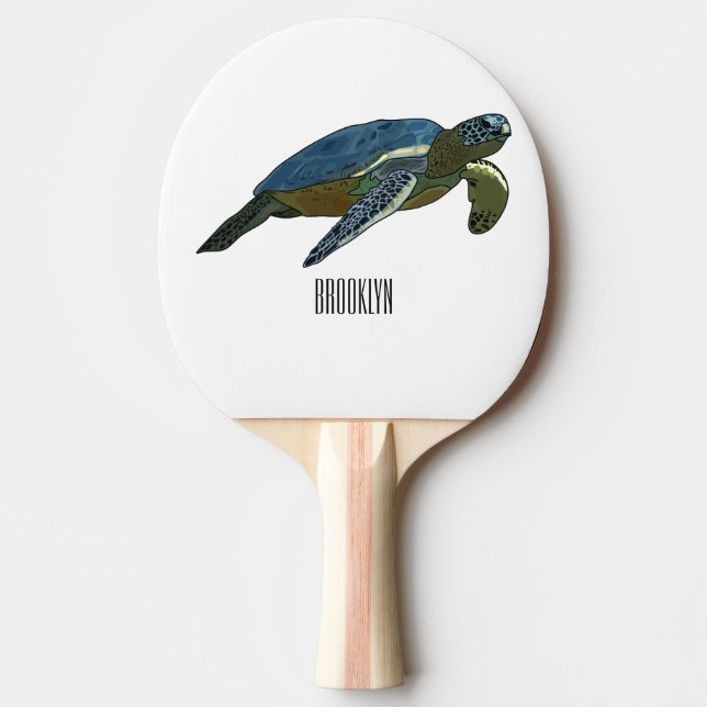 Pala De Ping Pong Ilustracion personalizado de tortugas marinas (Anverso)