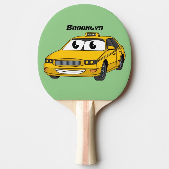 Pala De Ping Pong Ilustracion personalizado divertido de taxi amaril (Anverso)
