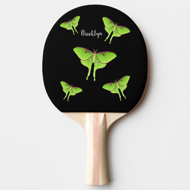 Pala De Ping Pong Ilustracion personalizado Luna Moth (Anverso)