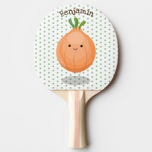 Pala De Ping Pong Ilustracion personalizado verde de cebolla marrón  (Anverso)