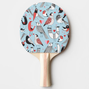 Pala De Ping Pong Ilustraciones de pájaros divertidos, gráficos sin 