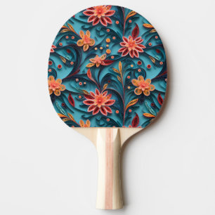 Pala De Ping Pong Impermeable patrón de papel floral Ping Pong Paddl