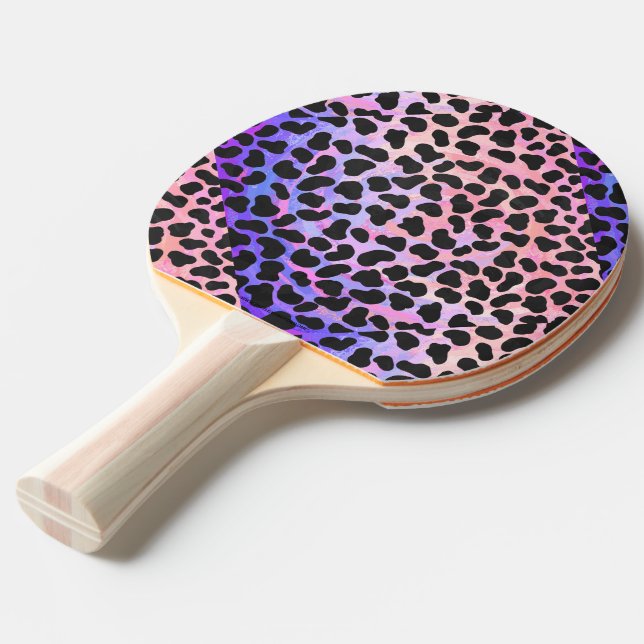 Pala De Ping Pong Impresión dálmata en negro y rosa (Ángulo frontal)