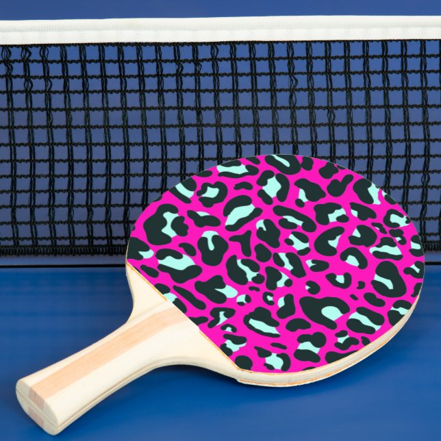 Pala De Ping Pong Impresión de animales de leopardo de chita rosado  (in situ)