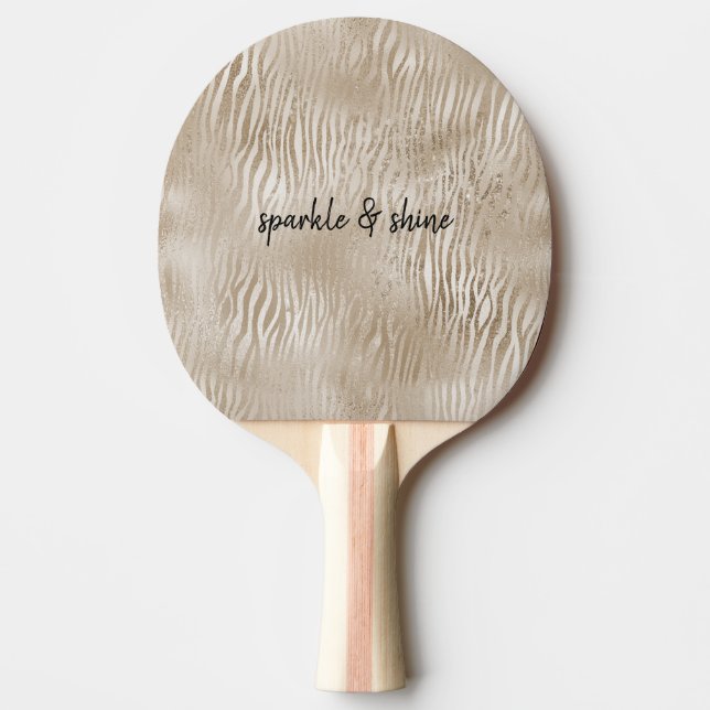 Pala De Ping Pong Impresión de cebra dorada brillante (Anverso)