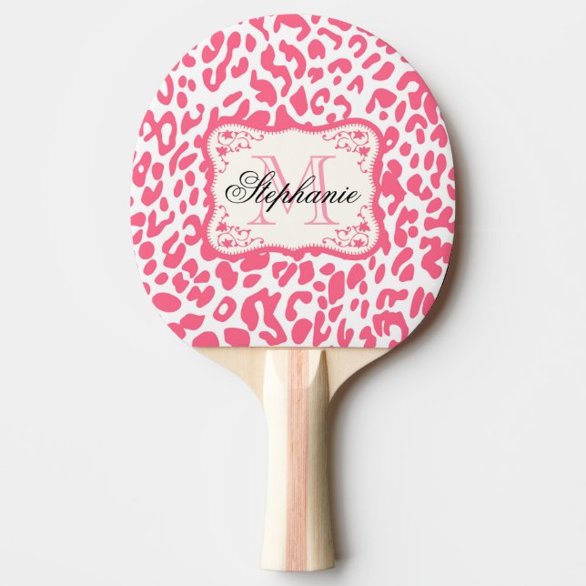 Pala De Ping Pong Impresión de leopardo rosa (Anverso)