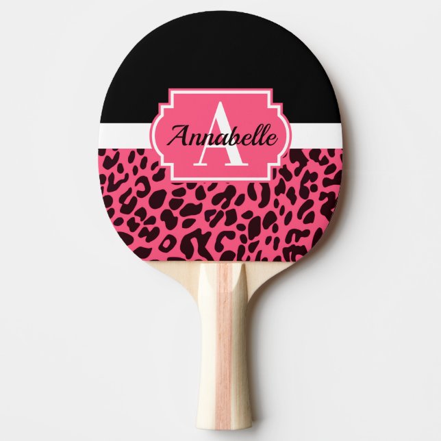 Pala De Ping Pong Impresión de leopardo rosa (Anverso)