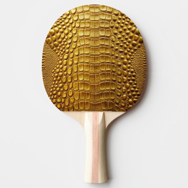 Pala De Ping Pong Impresión de piel de piel de cocodrilo de oro (Anverso)
