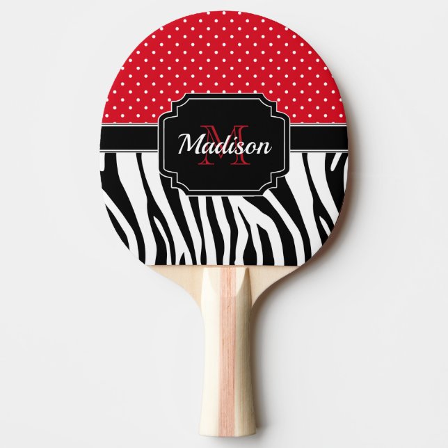 Pala De Ping Pong Impresión de puntos y cebras (Anverso)