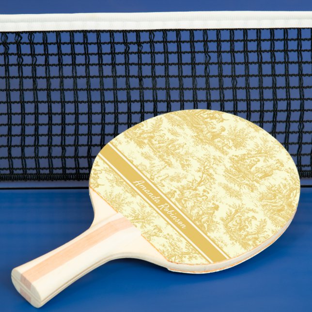 Pala De Ping Pong Impresión de tela amarilla de jouy (in situ)