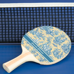 Pala De Ping Pong Impresión de tela verde azulada amarilla vintage d