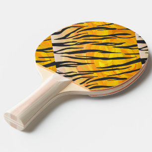 Pala De Ping Pong Impresión de tigre negro y Naranja
