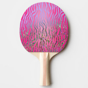 Pala De Ping Pong Impresión de tigre rosa de medio Purpurina