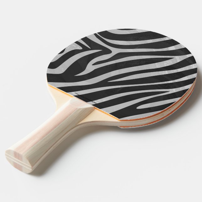 Pala De Ping Pong Impresión de zebra negra y gris claro (Ángulo frontal)