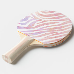 Pala De Ping Pong Impresión en rosa y blanco cebra