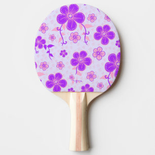 Pala De Ping Pong Impresión floral de bonito morado y rosa en lavand
