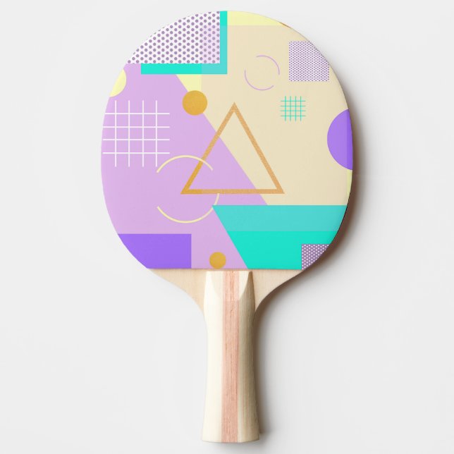 Pala De Ping Pong Impresión geométrica amarilla (Anverso)