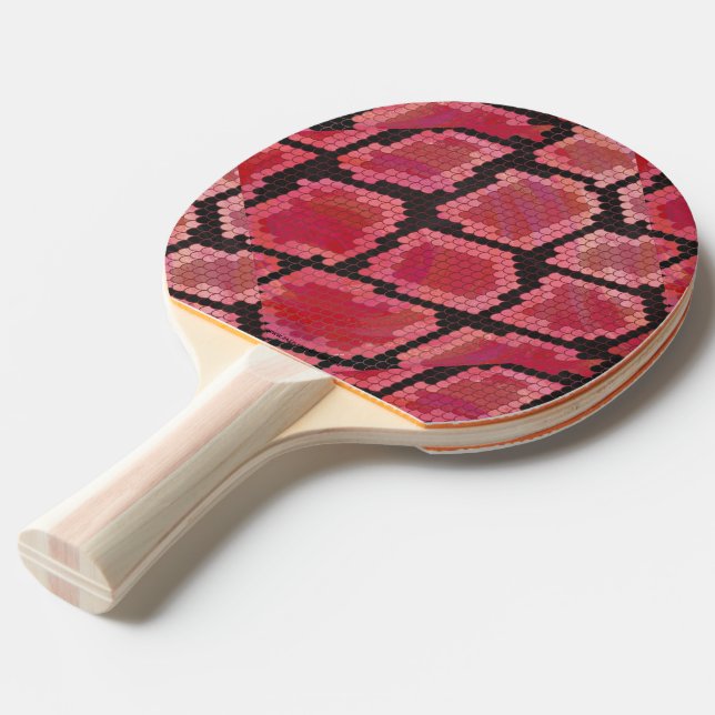 Pala De Ping Pong Impresión negra y roja de serpientes (Ángulo frontal)