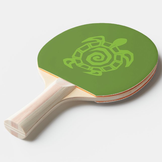 Pala De Ping Pong Impresión verde de tortuga (Ángulo frontal)