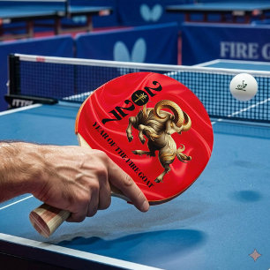 Pala De Ping Pong Impresionante Año Chino de la Cabra de Fuego Roja 