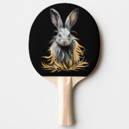 Pala De Ping Pong Impresionante conejo gris en llamas